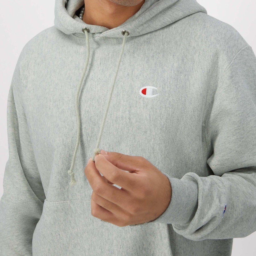 Champion Reverse Weave Hoodie, C Logo, Gray, Men’s M